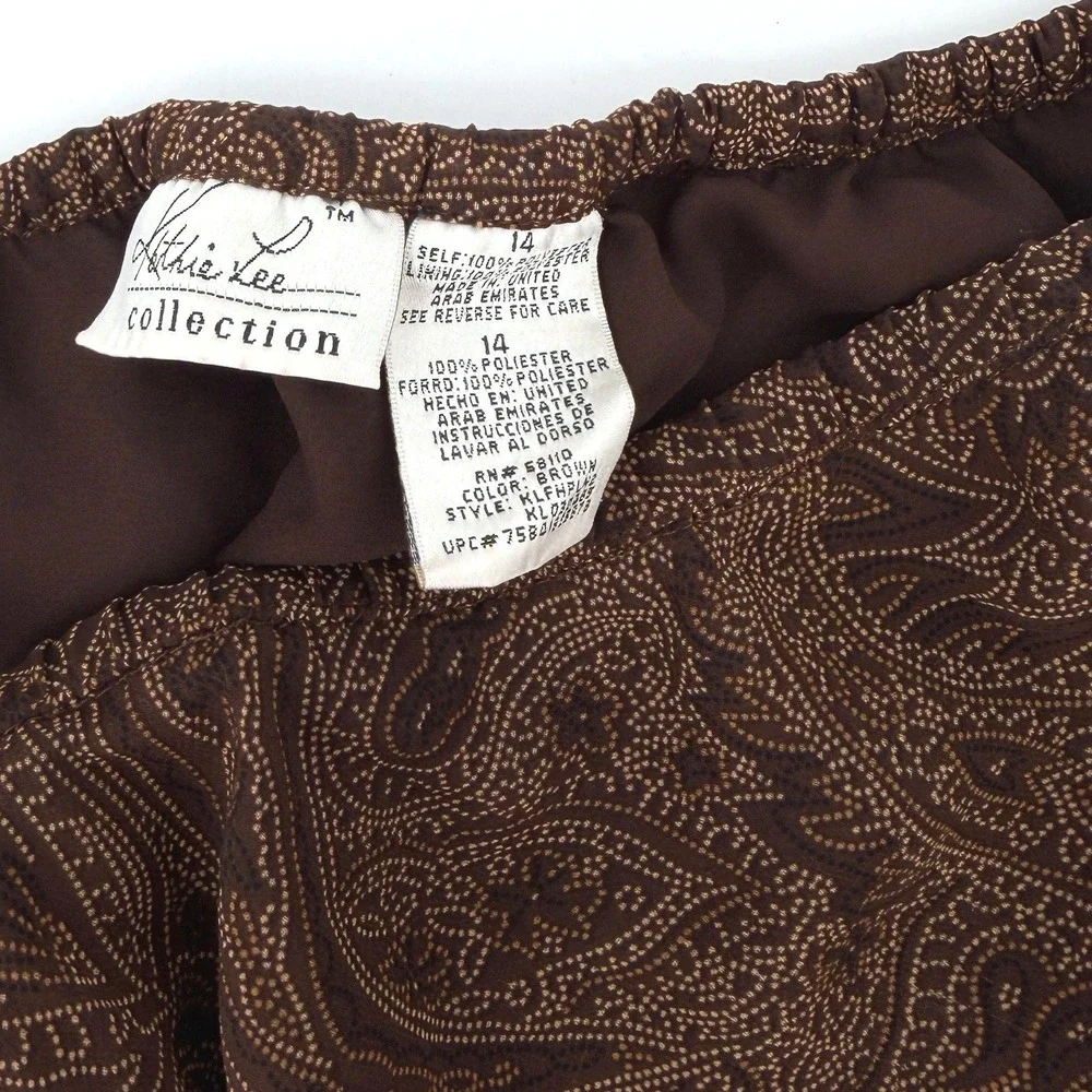 Kathie Lee Y2K Brown Paisley Asymmetrical Skirt sz 14 Whimsigoth Fairy
